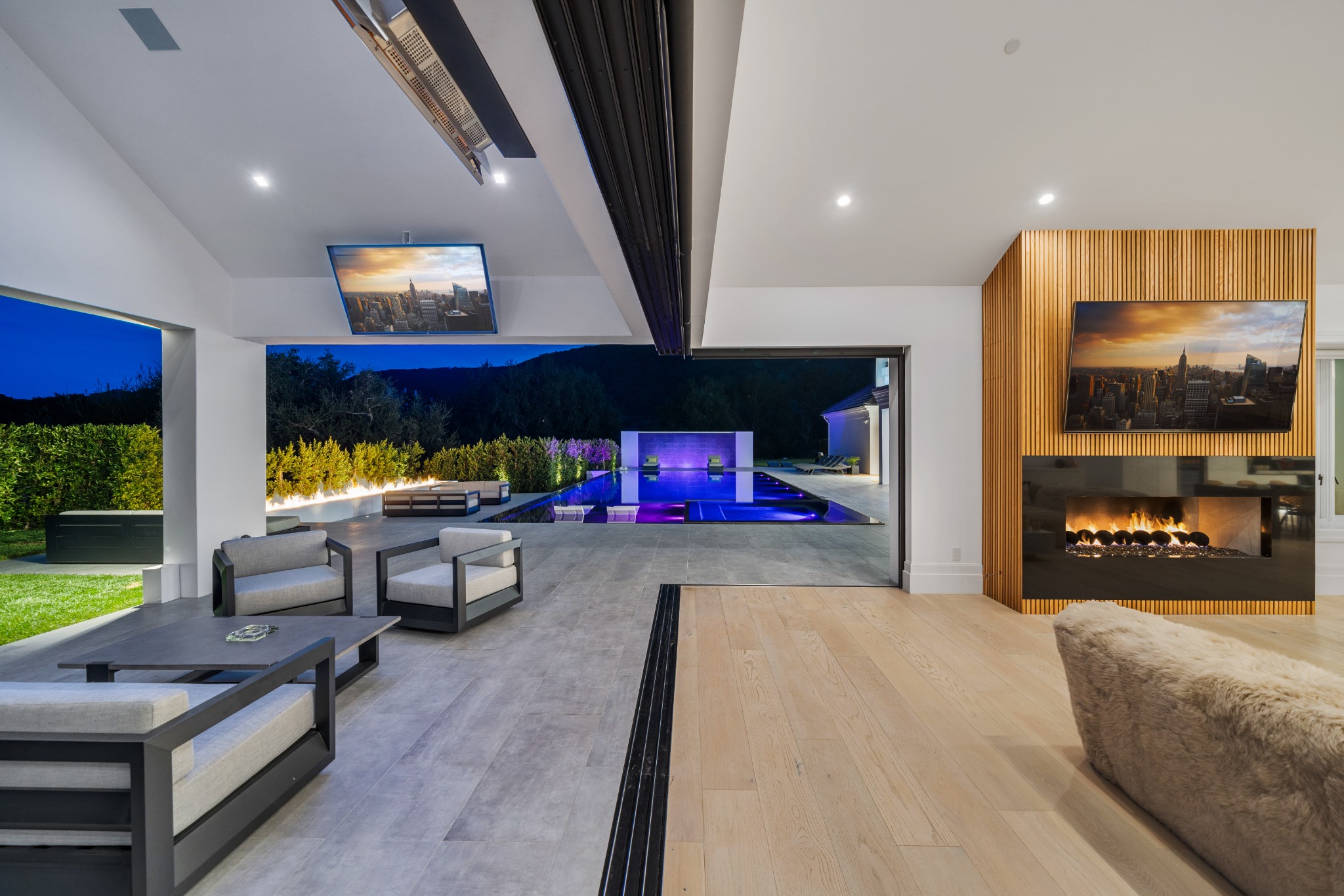 Completed indoor-outdoor terrace and pool at Ladbroke Way