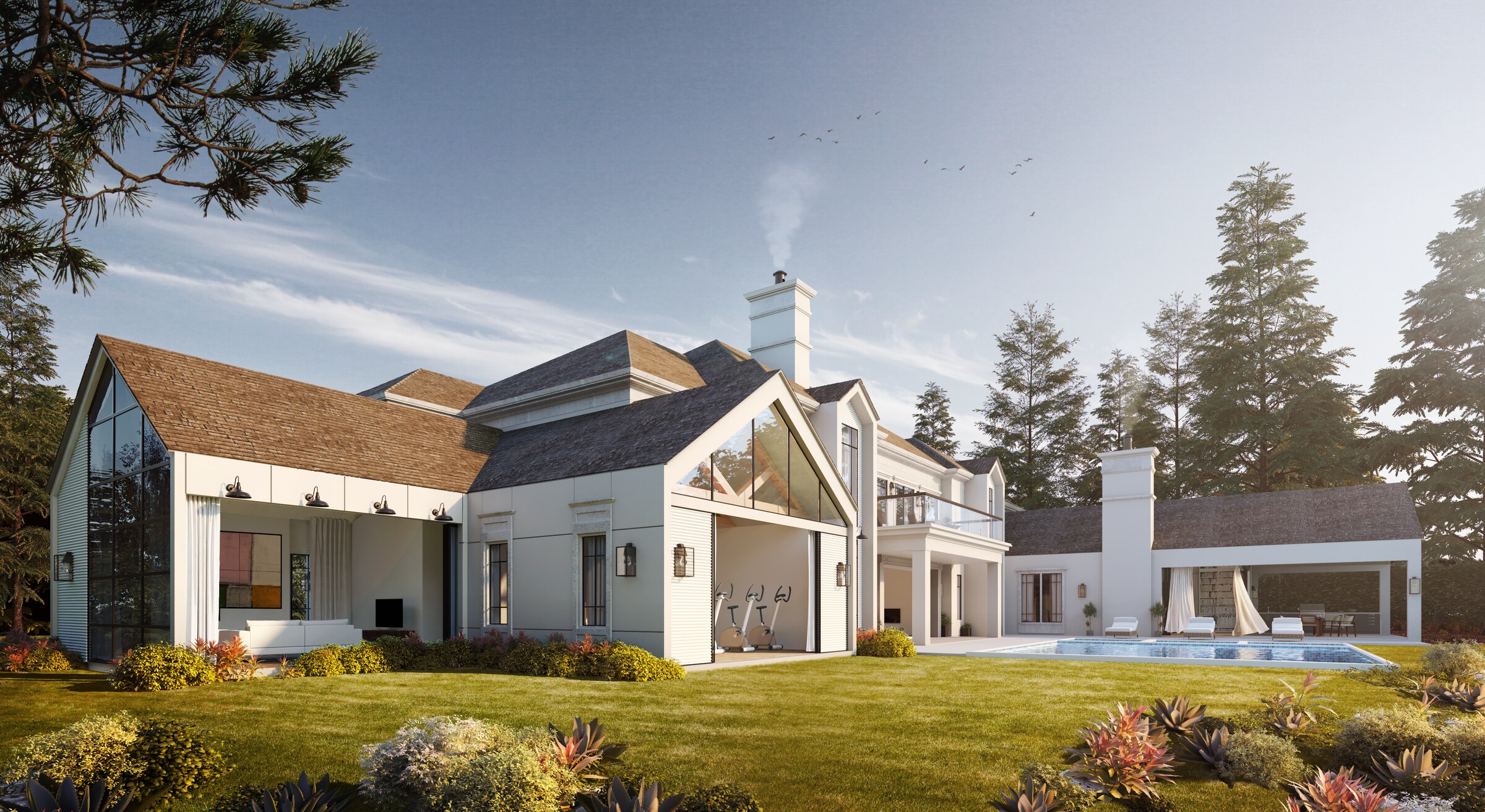 Rear design rendering of the Ladbroke Way residence and pool