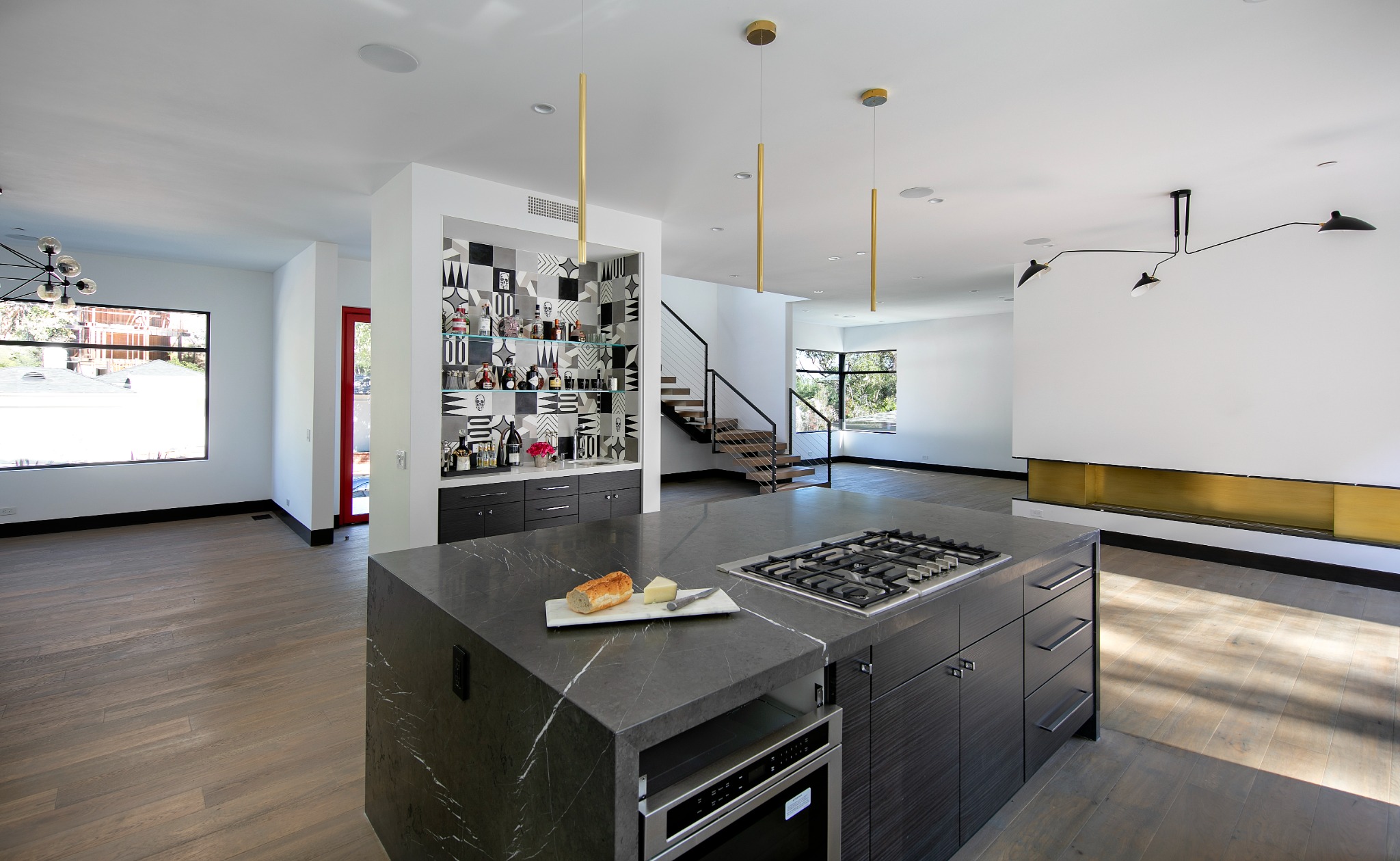 Sunset Plaza kitchen and graphic tiled bar