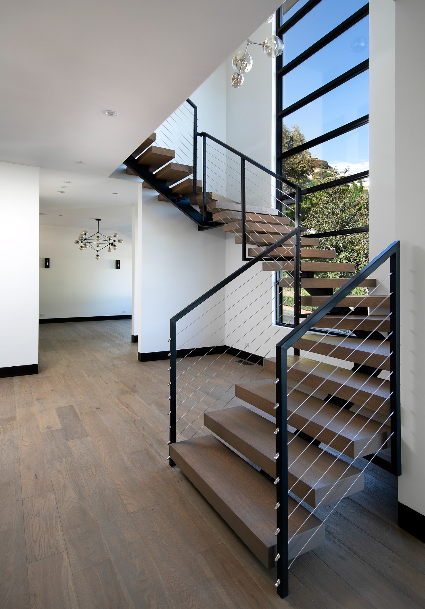 Sunset Plaza open steel stair with cable railing